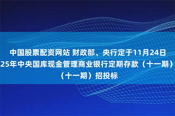 中国股票配资网站 财政部、央行定于11月24日进行2025年中央国库现金管理商业银行定期存款（十一期）招投标
